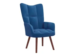 Sillón de relax con taburete terciopelo azul