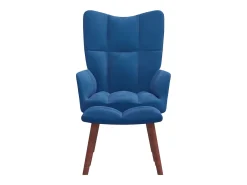 Sillón de relax con taburete terciopelo azul