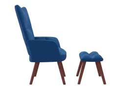 Sillón de relax con taburete terciopelo azul