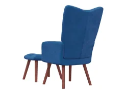 Sillón de relax con taburete terciopelo azul