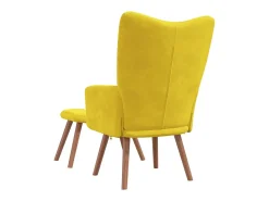 Sillón de relax con taburete terciopelo amarillo mostaza