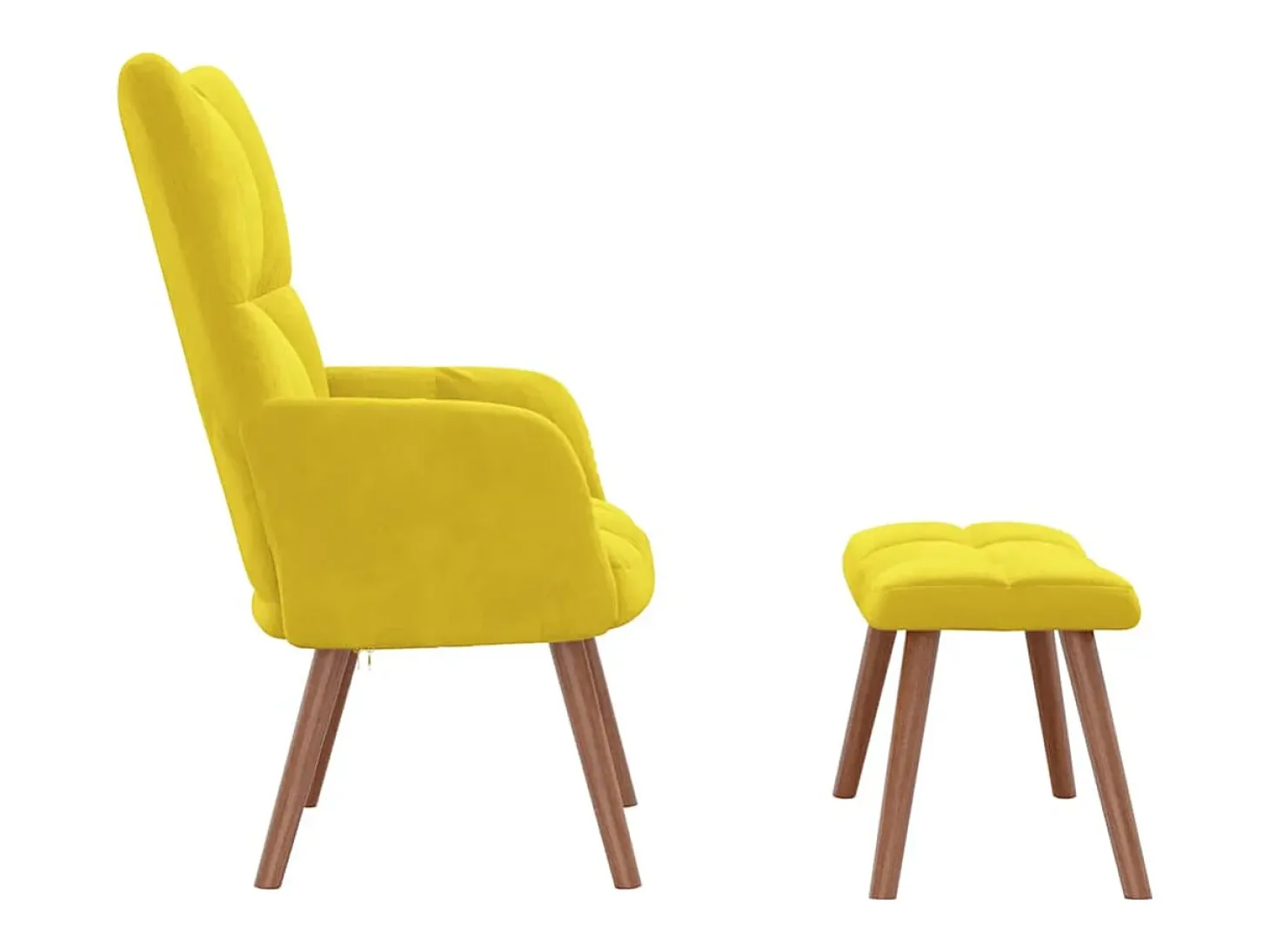 Sillón de relax con taburete terciopelo amarillo mostaza