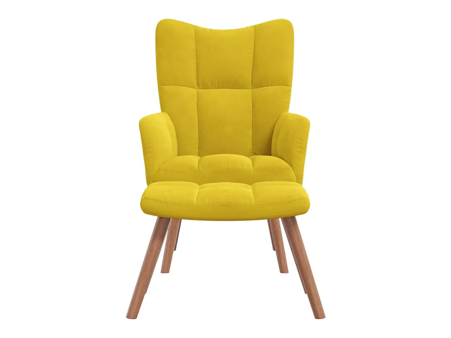 Sillón de relax con taburete terciopelo amarillo mostaza