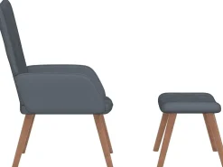 Sillón de relax con taburete terciopelo gris oscuro