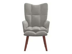 Sillón de relax con taburete de terciopelo gris claro