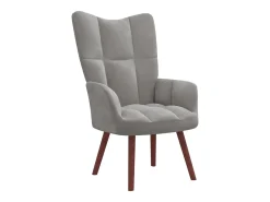 Sillón de relax con taburete de terciopelo gris claro