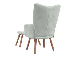 Sillón de relax con taburete de terciopelo gris claro