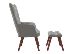 Sillón de relax con taburete de terciopelo gris claro