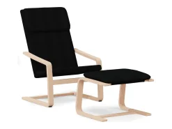 Sillón de relax con taburete tela negro