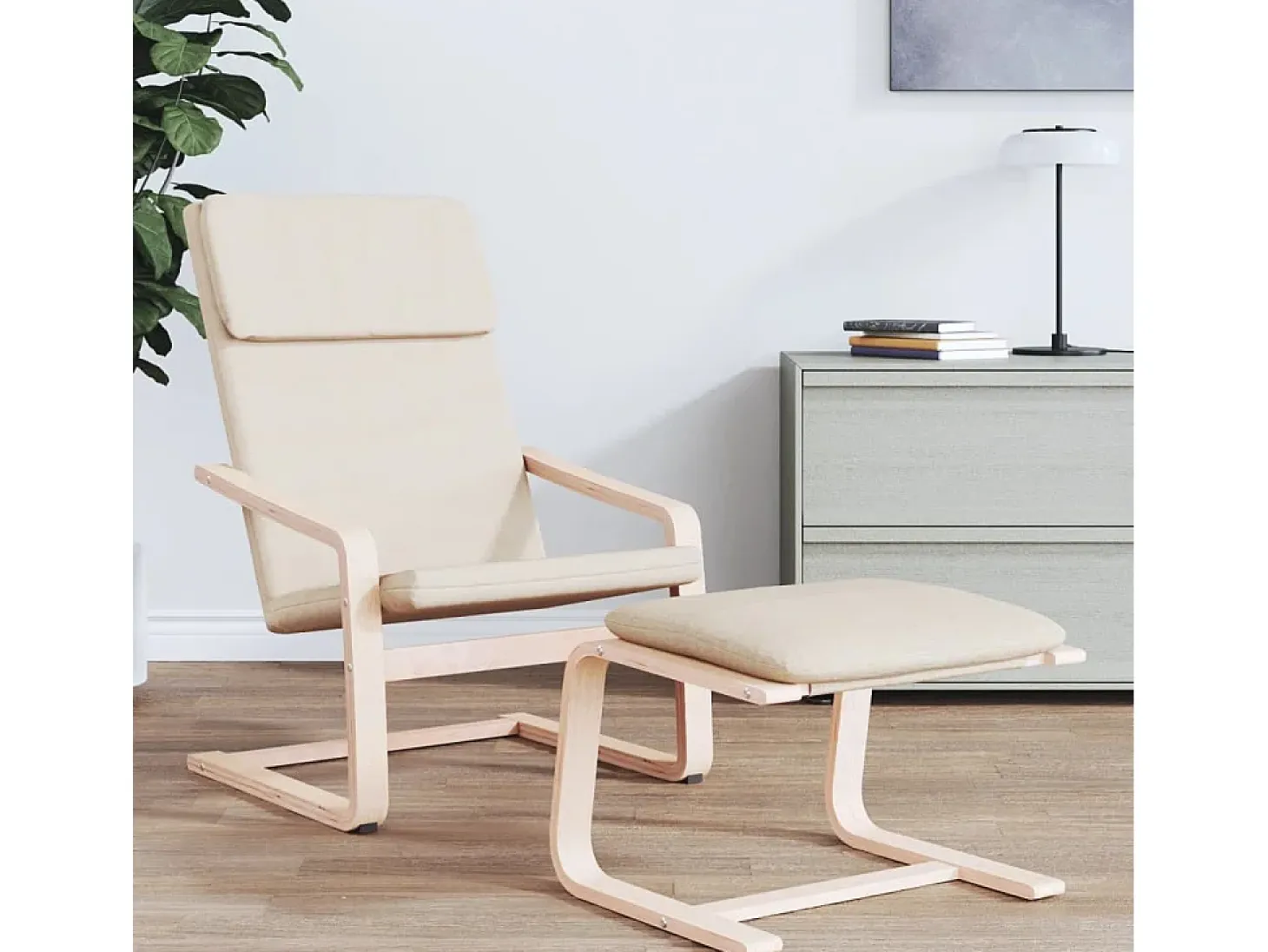 Sillón de relax de tela color crema ES54235