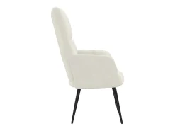 Sillón de relax de terciopelo color blanco crema