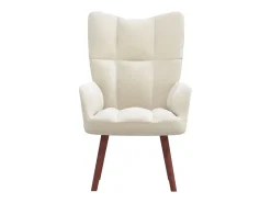 Sillón de relax de terciopelo blanco crema