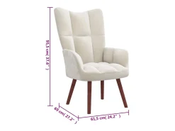 Sillón de relax de terciopelo blanco crema
