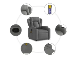 Sillón de salón | Silla | Sillón de masaje reclinable de tela gris oscuro SHL3764