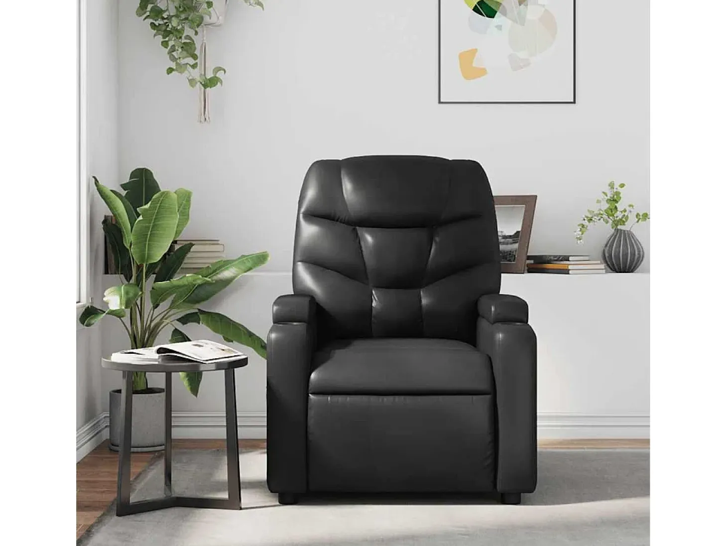 Sillón de salón | Silla | Sillón de masaje reclinable cuero sintético negro SHL3434