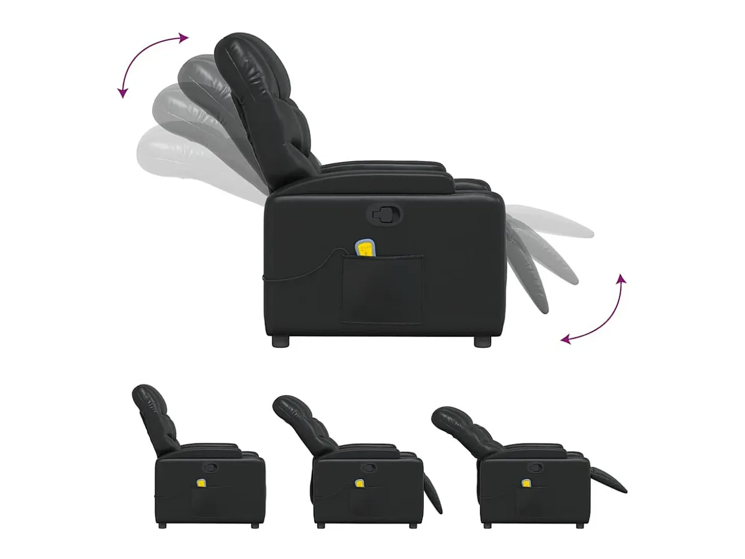 Sillón de salón | Silla | Sillón de masaje reclinable cuero sintético negro SHL3434