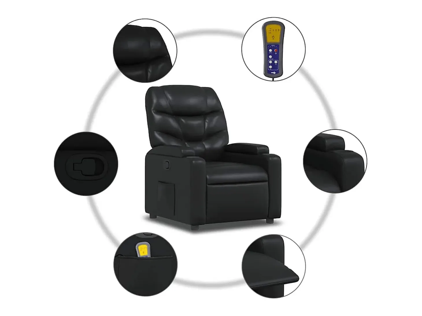 Sillón de salón | Silla | Sillón de masaje reclinable cuero sintético negro SHL3434