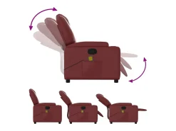 Sillón de salón | Silla | Sillón de masaje reclinable cuero sintético rojo tinto SHL8457