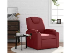 Sillón de salón | Silla | Sillón de masaje reclinable cuero sintético rojo tinto SHL8457