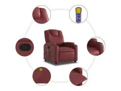 Sillón de salón | Silla | Sillón de masaje reclinable cuero sintético rojo tinto SHL8457