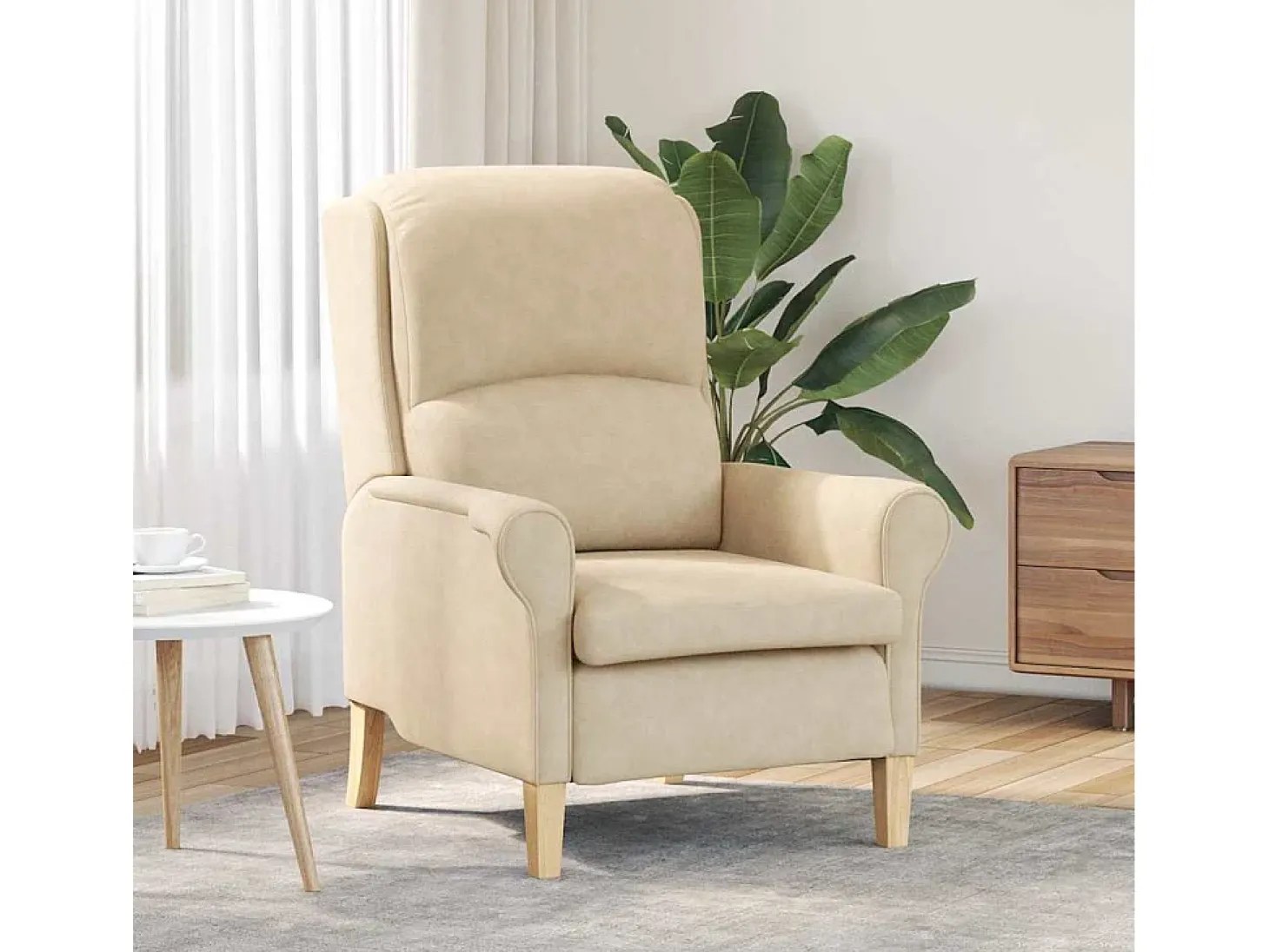 Sillón de salón | Silla de relax Crema 76x94x102 cm Microfibra SHL7015