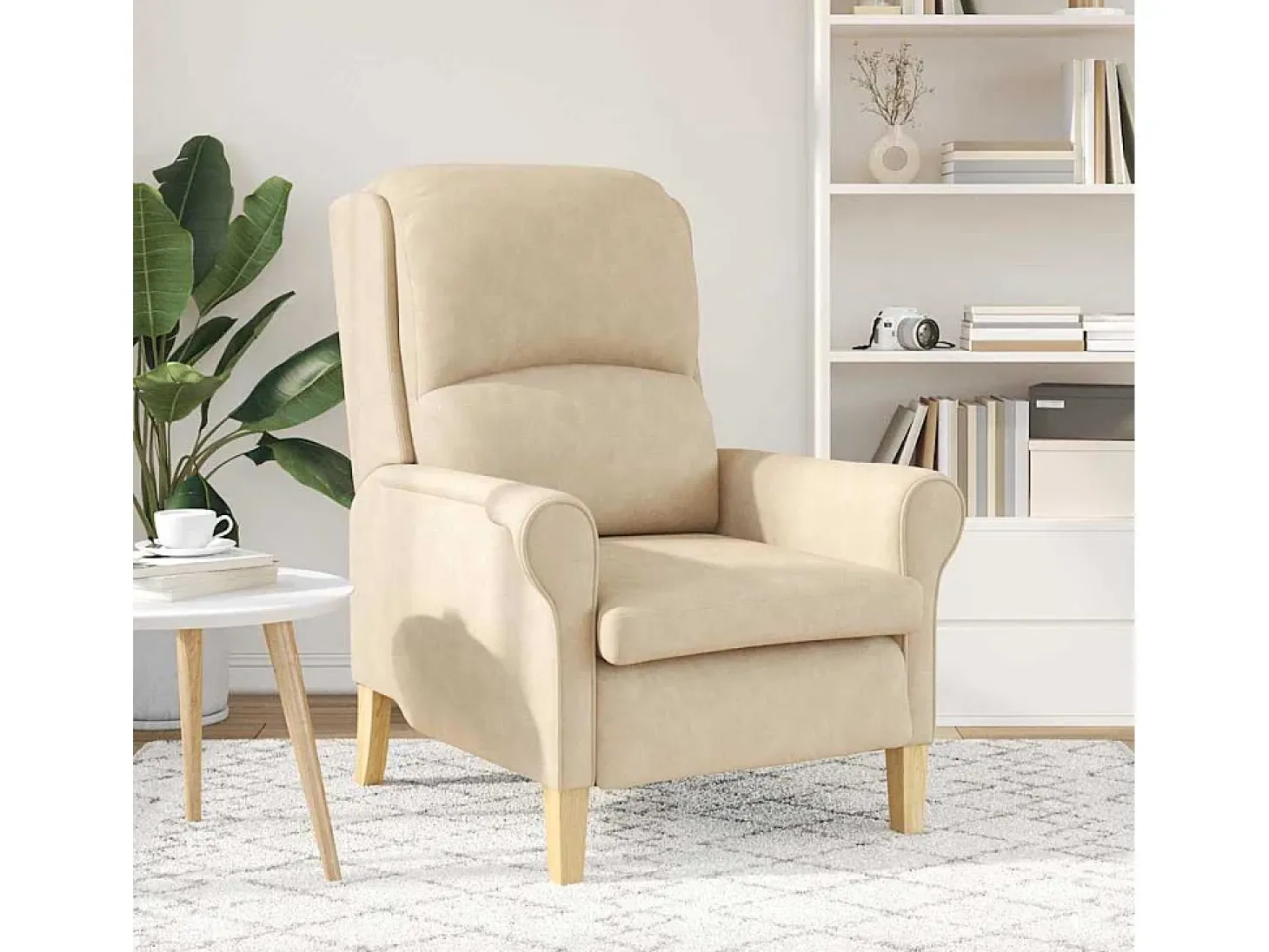 Sillón de salón | Silla de relax Crema 76x94x102 cm Microfibra SHL7015