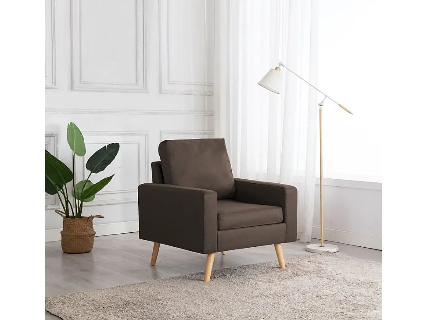 Sillón de salón | Silla de relax | Sillón de tela marrón SHL8023