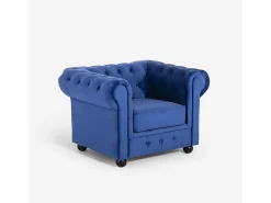 Sillón de salón de estilo clásico Chesterfield de terciopelo Coventry - Azul Marino