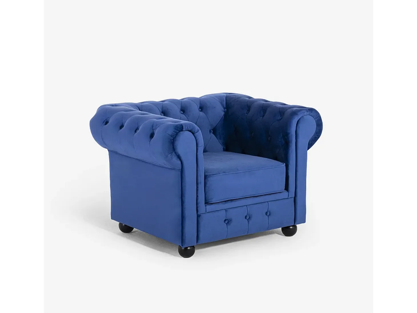 Sillón de salón de estilo clásico Chesterfield de terciopelo Coventry - Azul Marino