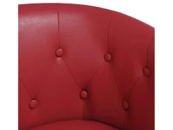 Sillón de salón diseño de cubo con reposapiés cuero sintético rojo tinto SHL3561