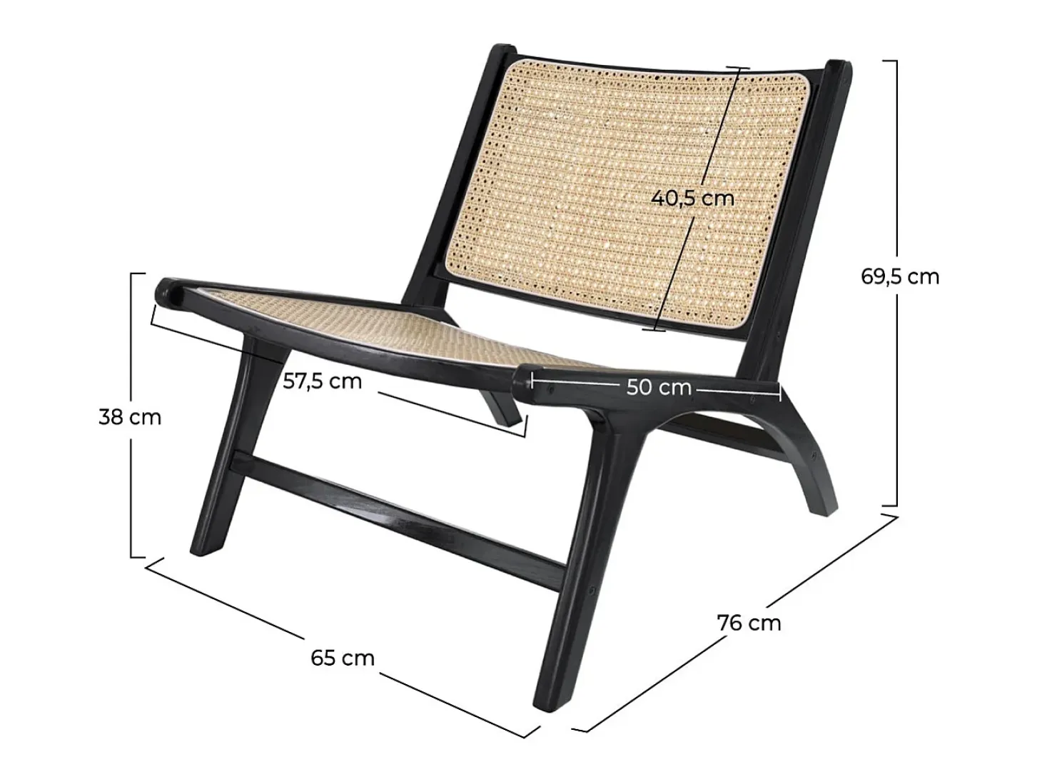 Sillón de teca negra y ratán natural - Kilka