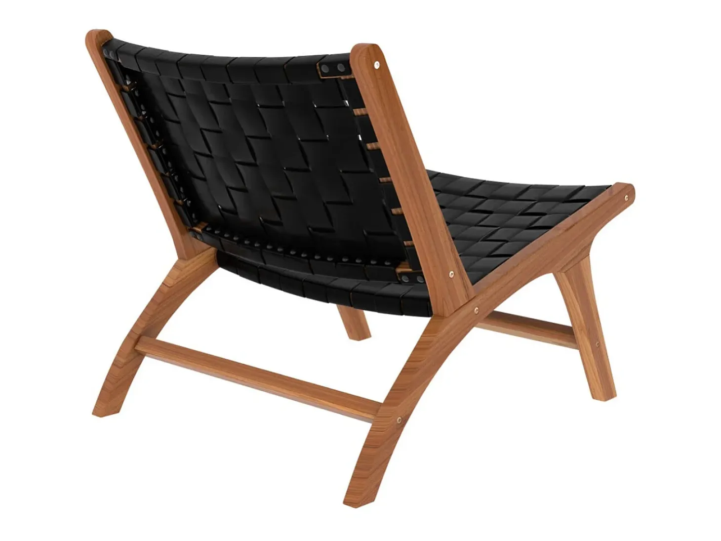 Sillón de teca y cuero tejido negro - Kuna