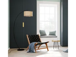 Sillón de teca y cuero tejido negro - Kuna