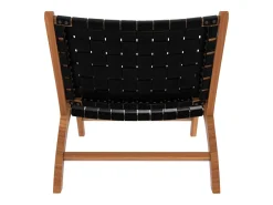 Sillón de teca y cuero tejido negro - Kuna