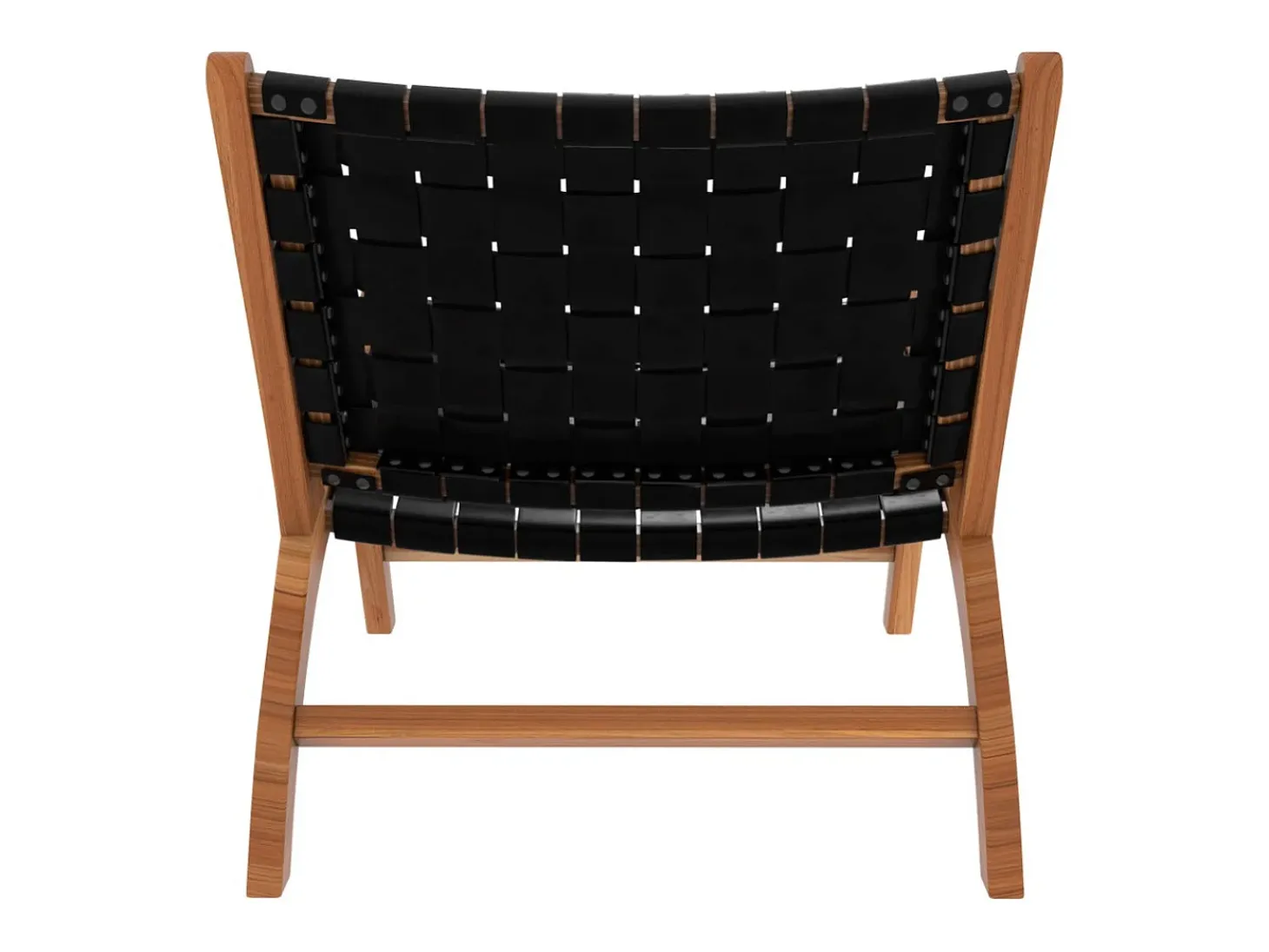 Sillón de teca y cuero tejido negro - Kuna