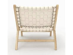 Sillón de teca y cuero trenzado blanco - Kuna