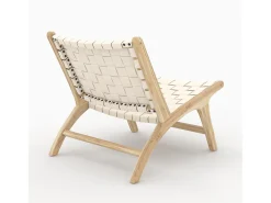 Sillón de teca y cuero trenzado blanco - Kuna