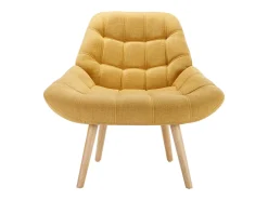 Sillón de tela amarillo mostaza estilo escandinavo capitoné LUOSTO