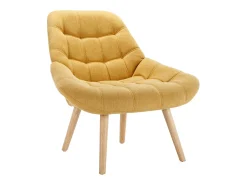 Sillón de tela amarillo mostaza estilo escandinavo capitoné LUOSTO