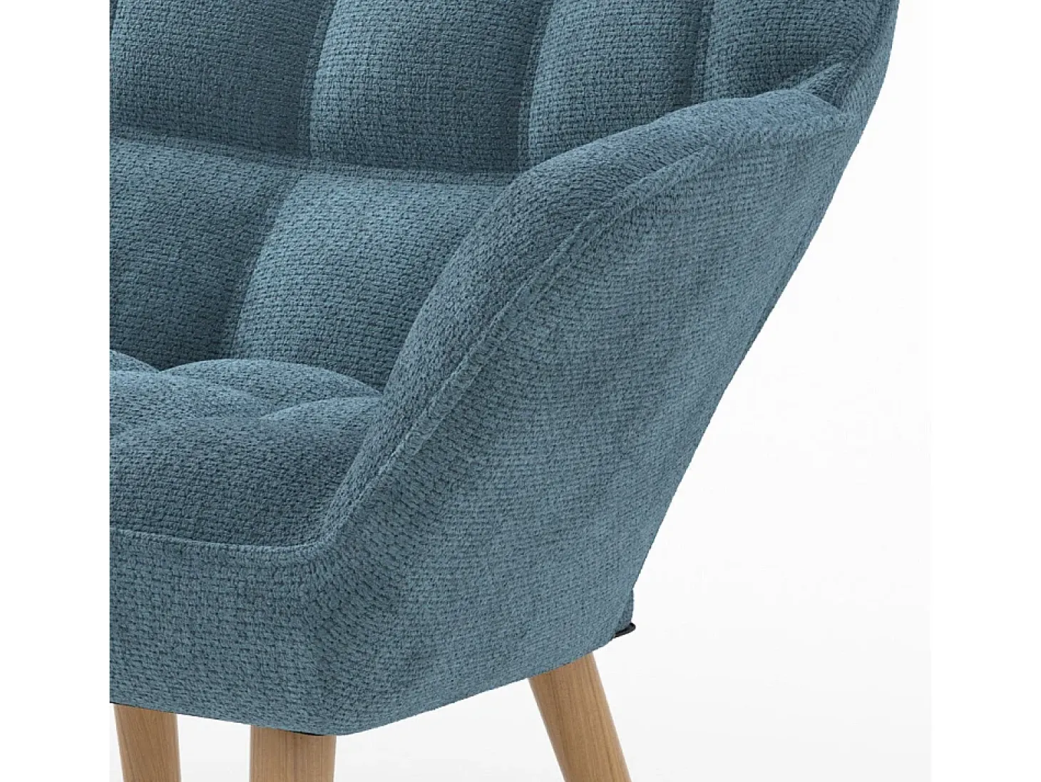 Sillón de tela azul con patas de madera - Simba