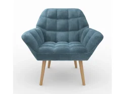 Sillón de tela azul con patas de madera - Simba