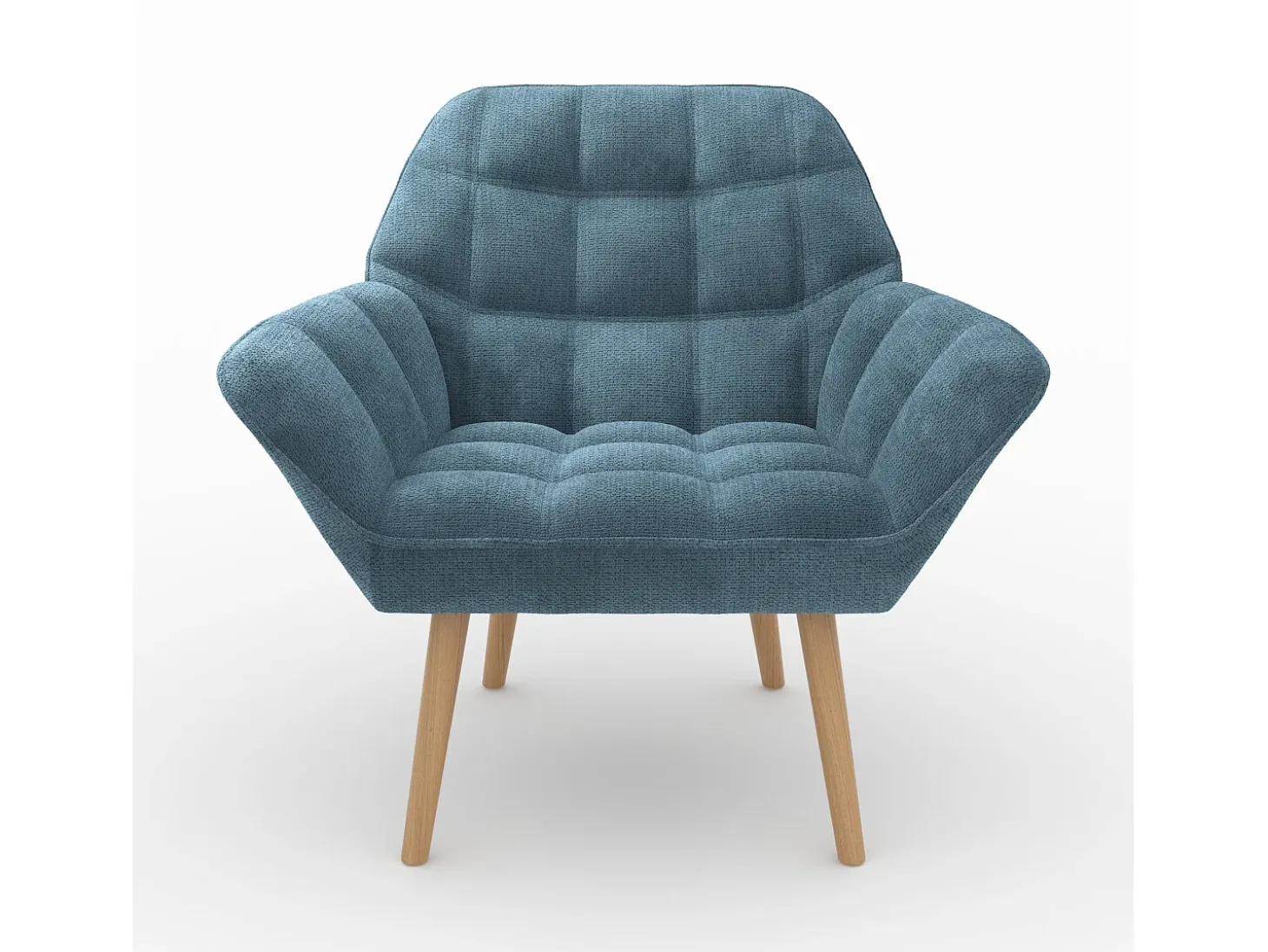 Sillón de tela azul con patas de madera - Simba