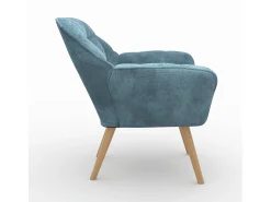 Sillón de tela azul con patas de madera - Simba