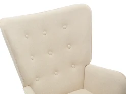 Sillón de tela beige capitoné. Estilo escandinavo. VATELY