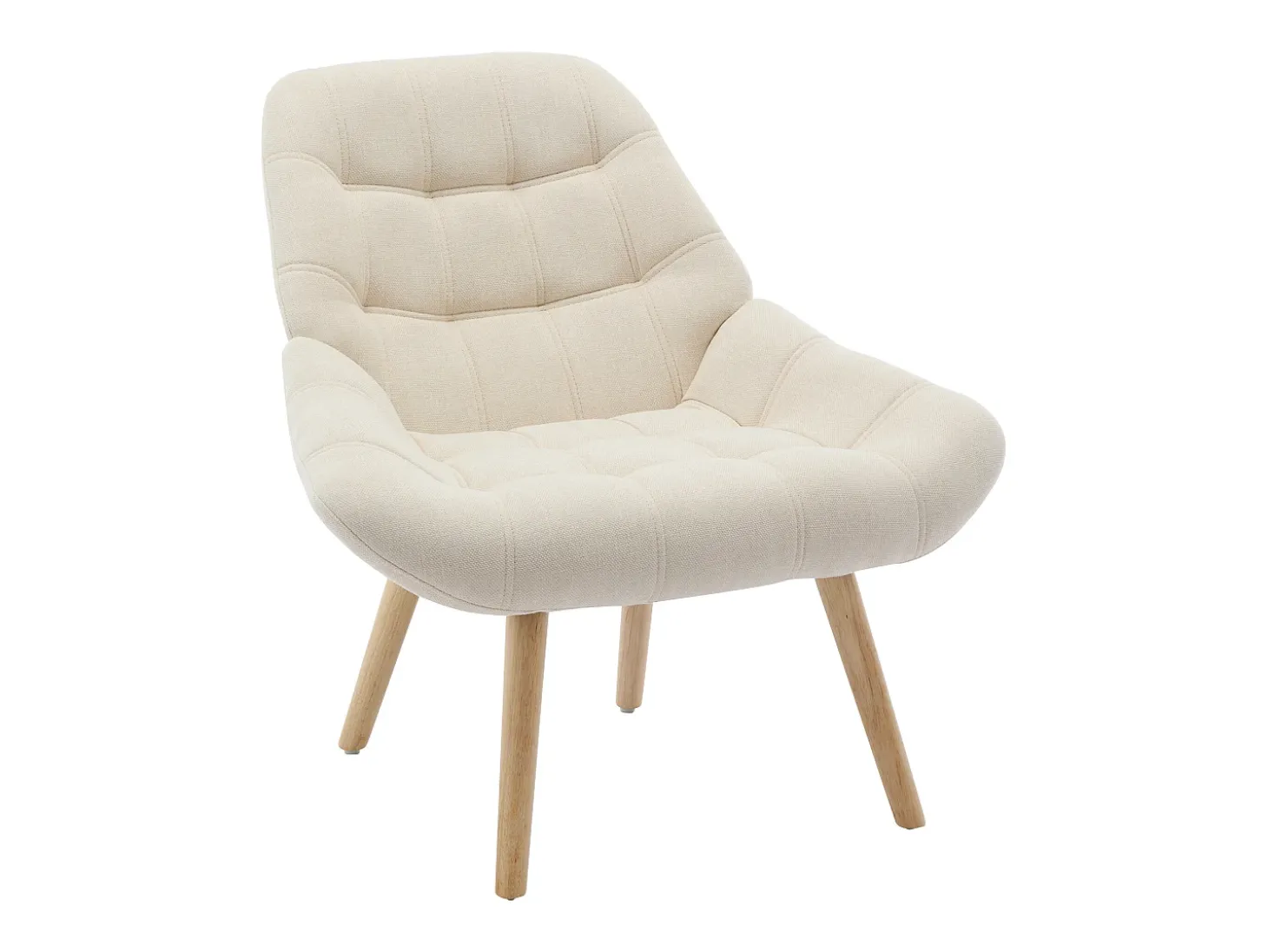 Sillón de tela beige estilo escandinavo capitoné LUOSTO
