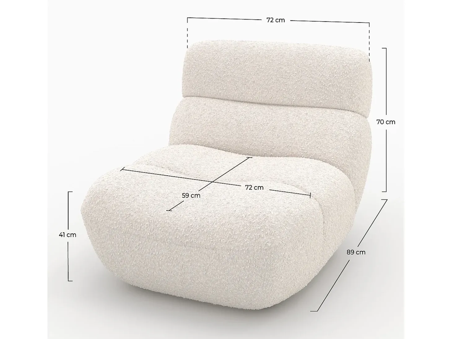 Sillón de tela bouclé blanco - Teddy