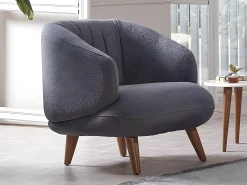 Sillón de tela bouclette antracita. Estilo design. JANINA