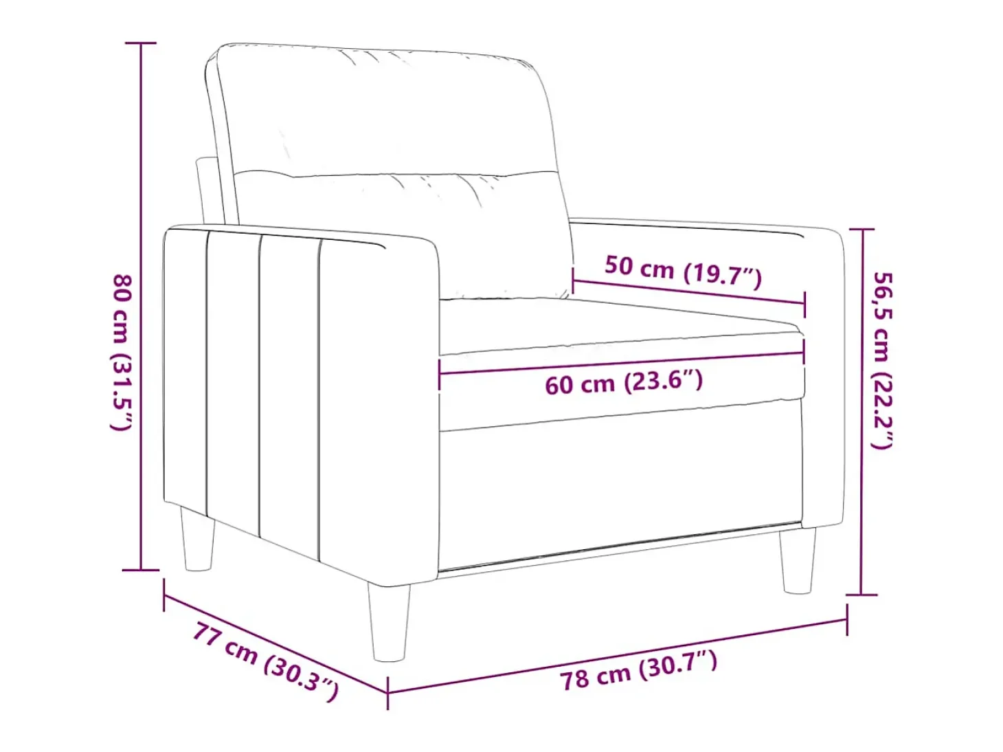 Sillón de tela color crema 60 cm