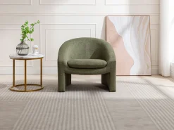Sillón de tela color verde estilo diseño OSSANA