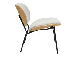 Sillón de tela efecto terciopelo texturizado beige y metal negro SHELBY
